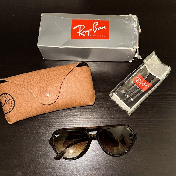 NWT Ray-Ban Cats 5000 Polished Light Havana/Light Brown - Picture 1 of 11